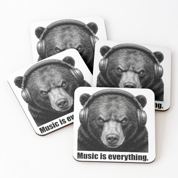 Item preview, Music is Everything — Headphone Bear Graphic Tee designed and sold by medicalkinoko.