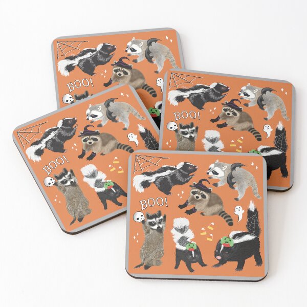 Item preview, Cute Baby Critters Halloween Party Design Raccoons and Skunks | Witch Spider Trick or Treat Ghost Spooky Candy Apple designed and sold by yashiki.