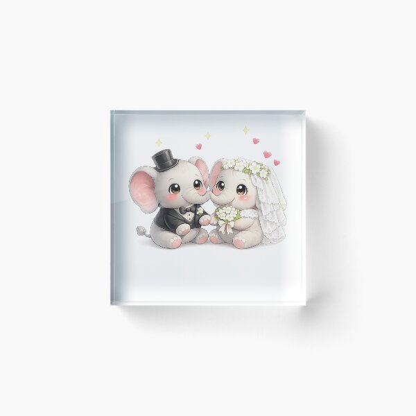Item preview, elephant bride and groom designed and sold by QuiteOrbit.