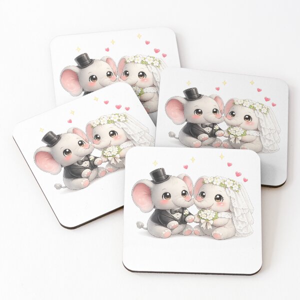 Item preview, elephant bride and groom designed and sold by QuiteOrbit.