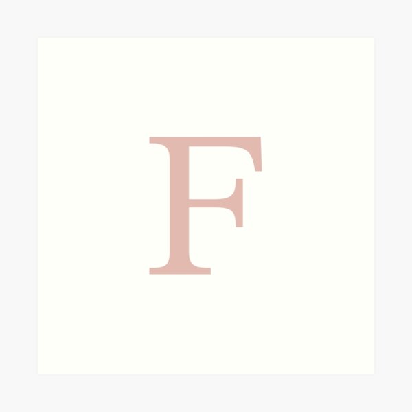 White Basic Rose Gold Monogram F Art Print