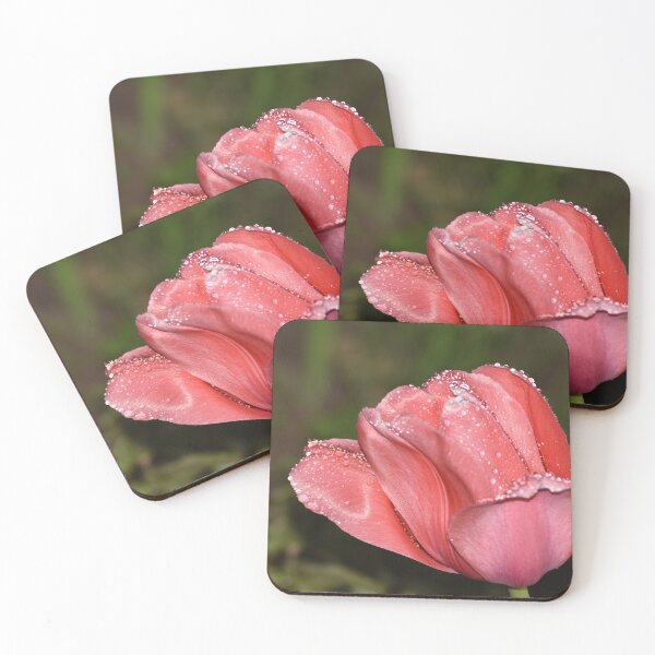 Item preview, Pink Tulip Rain Drops Macro Photography designed and sold by TathataPhotos.