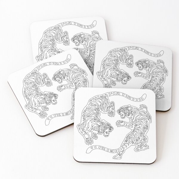 Item preview, Japanese Fighting Tigers  Vintage Tattoo Art  Retro Tiger, white designed and sold by ramwebroom.