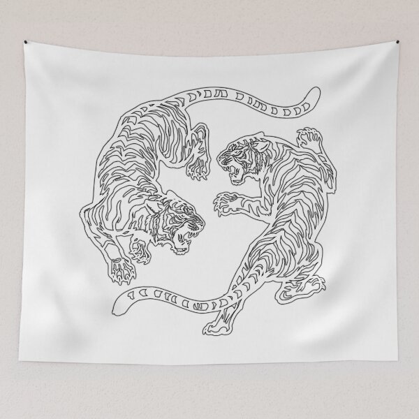Item preview, Japanese Fighting Tigers  Vintage Tattoo Art  Retro Tiger, white designed and sold by ramwebroom.