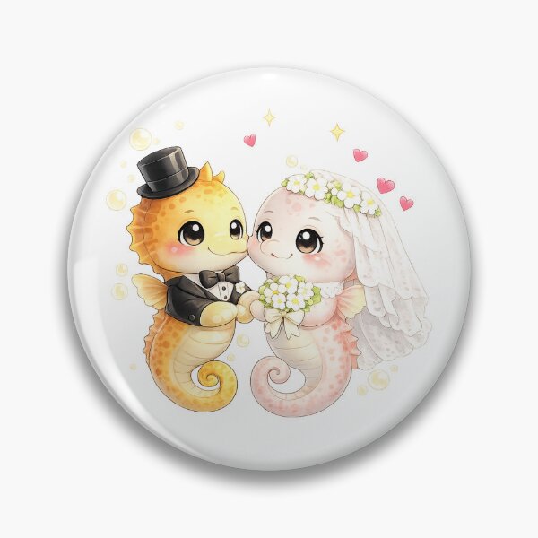 Item preview, Cute seahorse Bride and Groom Wedding designed and sold by QuiteOrbit.