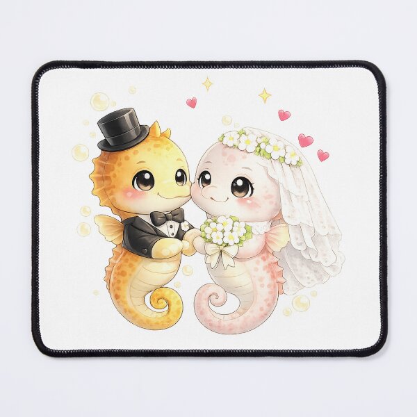 Item preview, Cute seahorse Bride and Groom Wedding designed and sold by QuiteOrbit.