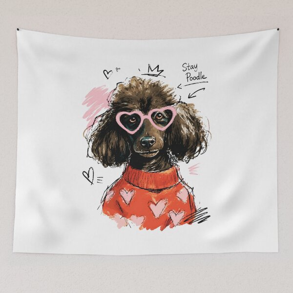 Item preview, Stay Poodle Dog with Heart Sunglasses & Cozy Sweater – Hand-Drawn Art designed and sold by RamyGallery.