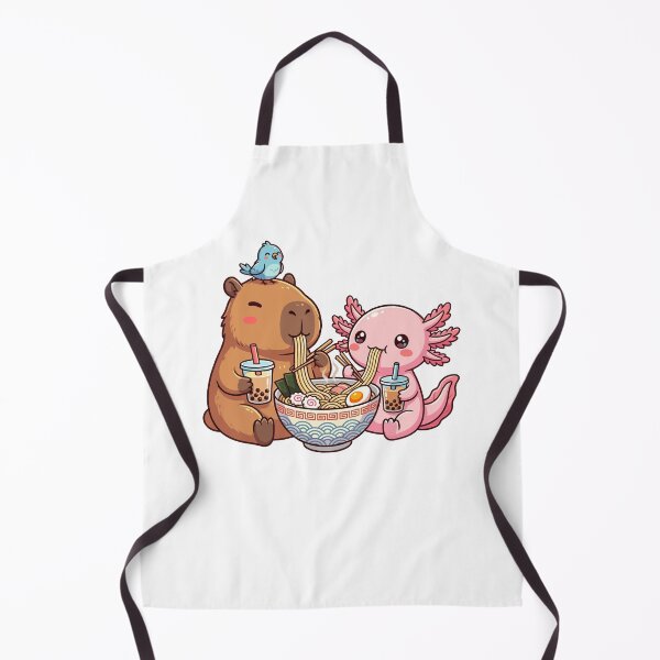 Item preview, Capybara And Axolotl Eating Ramen designed and sold by EverkindInk.