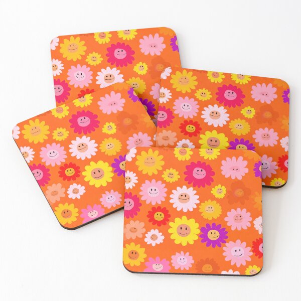 Item preview, 1960's Orange and Yellow Smiley Face Flowers Pattern  designed and sold by DEC02.