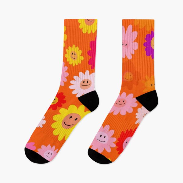 Item preview, 1960's Orange and Yellow Smiley Face Flowers Pattern  designed and sold by DEC02.