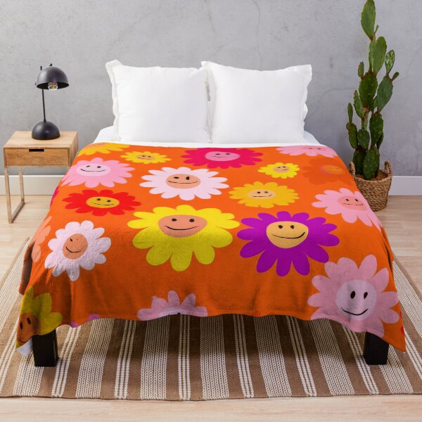 Item preview, 1960's Orange and Yellow Smiley Face Flowers Pattern  designed and sold by DEC02.