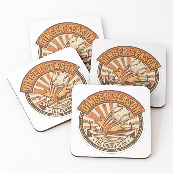 Item preview, Dinger Season Funny Retro Softball Home Run Badge Design designed and sold by coldbrewinkco.
