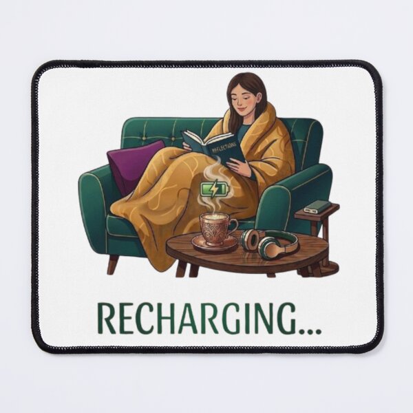 Item preview, Recharging Introvert Girl Reading Book on Sofa designed and sold by Northern Glow Art.