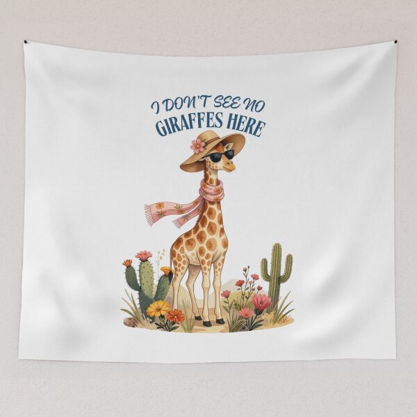 Item preview, Funny Giraffe in Sun Glasses and Scarf Dessert Scene Art with the Quote “I Don’t See  No Giraffes Here” designed and sold by MKTreasures.