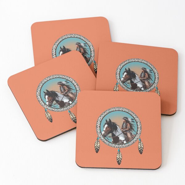 Item preview, INDIAN PRINCESS ON PINTO HORSE, CUTE NATIVE AMERICAN GIRL, EAGLE FEATHERS designed and sold by classic car craze.