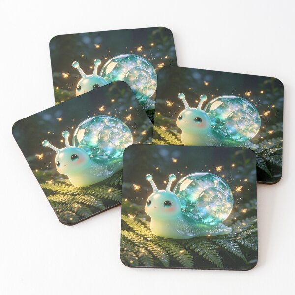 Item preview, Firefly Guardian - Cute Emerald Snail with Magical Galaxy Shell designed and sold by ABYSSLAB.
