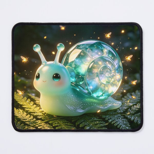 Item preview, Firefly Guardian - Cute Emerald Snail with Magical Galaxy Shell designed and sold by ABYSSLAB.