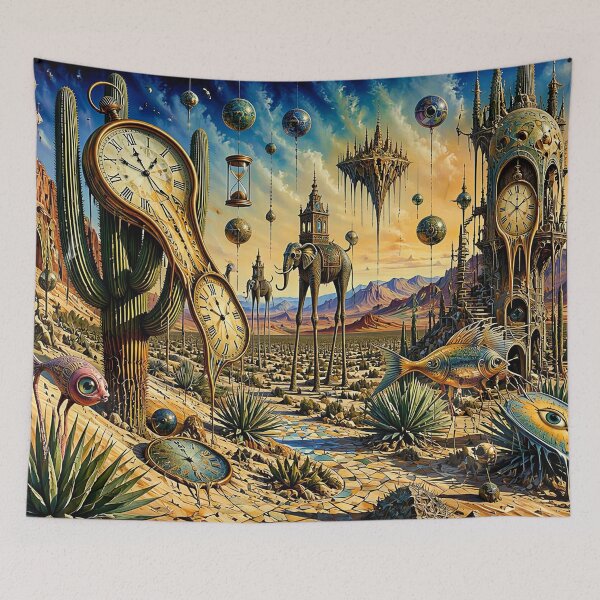 Item preview, Surreal Desert Landscape Melting Clocks Dali Inspired Wall Art designed and sold by Beyond The Canvas.