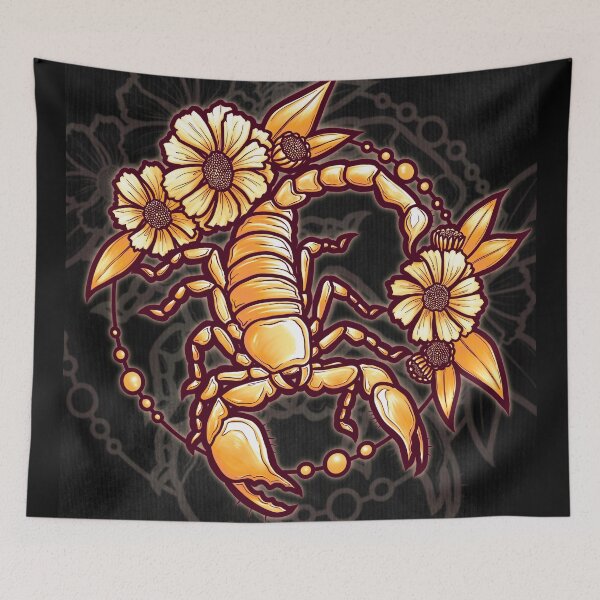 Item preview, scorpion & desert sunflowers (yellow) designed and sold by Rumcherry Art.
