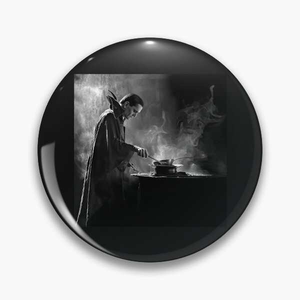 Item preview, Vampire Chef Cooking at Midnight – Gothic Black and White Horror Art designed and sold by inkoutninja.
