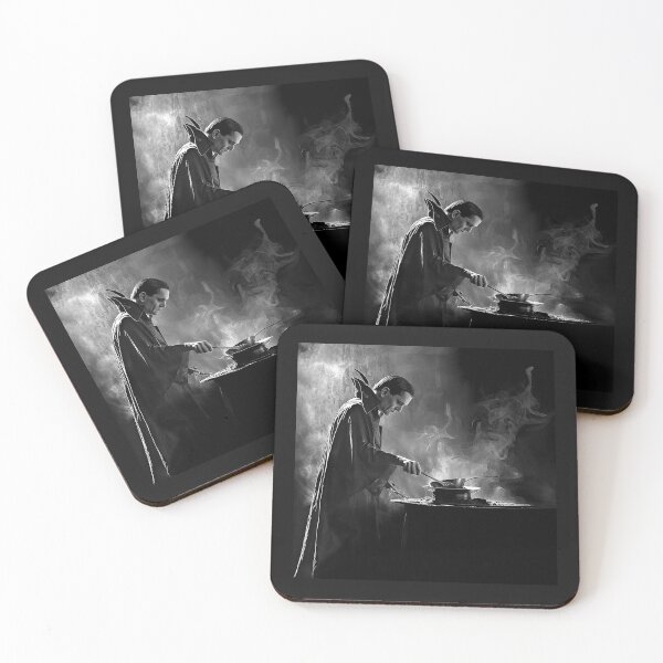 Item preview, Vampire Chef Cooking at Midnight – Gothic Black and White Horror Art designed and sold by inkoutninja.