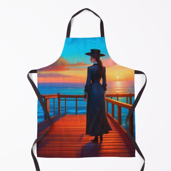 Item preview, Victorian Elegance Woman on Wooden Pier at Sunset Ocean designed and sold by UmSkelig834.