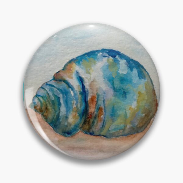 Item preview, A Watercolor Painting Of Seashell in blues, greens, browns.  designed and sold by Kimberly Sells Studio.