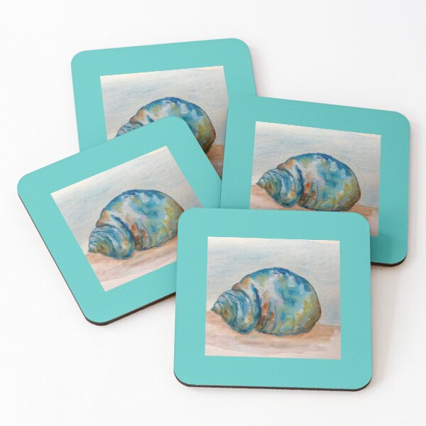 Item preview, A Watercolor Painting Of Seashell in blues, greens, browns.  designed and sold by Kimberly Sells Studio.