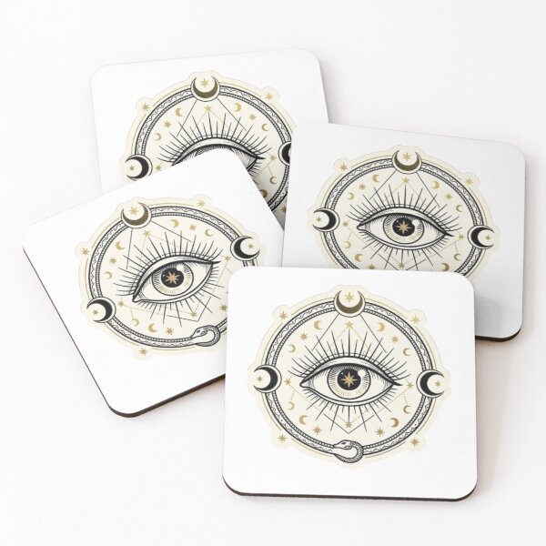 Item preview, Mystic All Seeing Eye Moon Phases Celestial Badge designed and sold by Northern Glow Art.