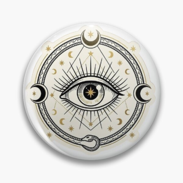Item preview, Mystic All Seeing Eye Moon Phases Celestial Badge designed and sold by Northern Glow Art.