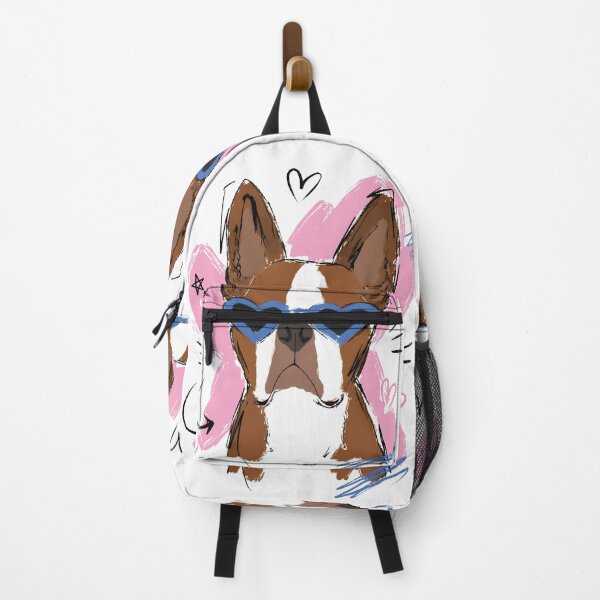Item preview, Cute Dog with Blue Heart Sunglasses on Pink Heart – Hand-Drawn Art designed and sold by RamyGallery.