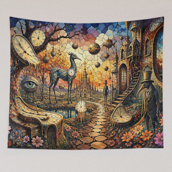 Item preview, Stained Glass Surreal Fantasy Landscape Dali Inspired Wall Art designed and sold by Beyond The Canvas.