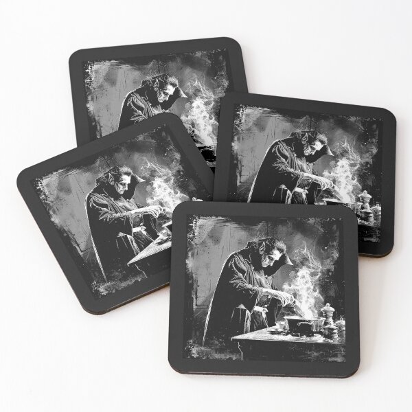Item preview, Gothic Monster Chef Cooking – Black and White Horror Kitchen Art designed and sold by inkoutninja.