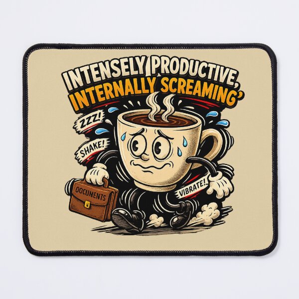 Item preview, Intensely Productive Internally Screaming Retro Coffee  designed and sold by Andreza NativeHue Oficial.