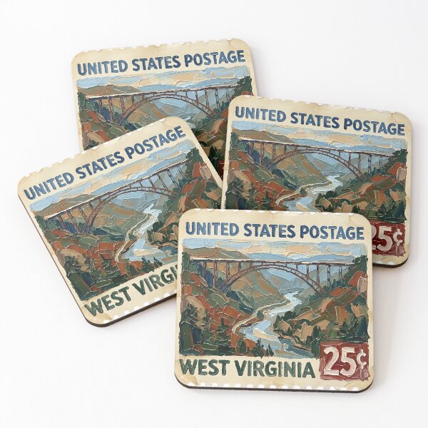 Item preview, West Virginia US Postage Stamp Palette Knife Painting State Art designed and sold by GymTanLaundry.