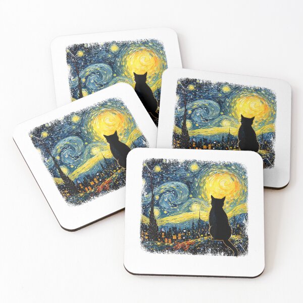 Item preview, Funny Cat Starry Night Van Gogh Art T Shirts for Cat Lovers Mom Dad Tees designed and sold by bauchbryan.
