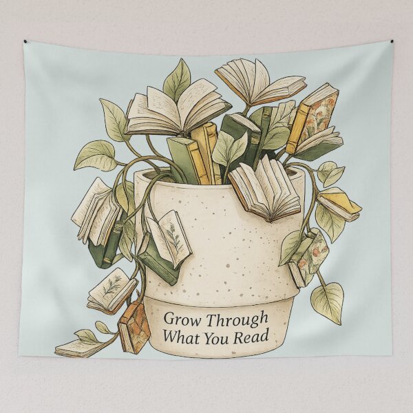 Item preview, Grow Through What You Read Vintage Book Plant  designed and sold by Andreza NativeHue Oficial.
