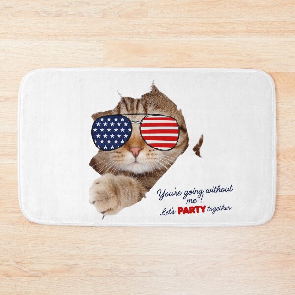 Item preview, Patriotic Cat PNG Sublimation Design, 4th of July Funny Cat with American Flag Sunglasses, Let's Party Together Torn Paper Effect designed and sold by AlanStorm.