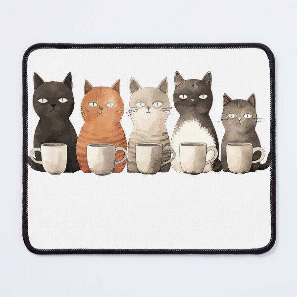 Item preview, Funny Cats with Coffee, Cats in a Line with Coffee or Tea T-Shirt designed and sold by Mateyyiyy.