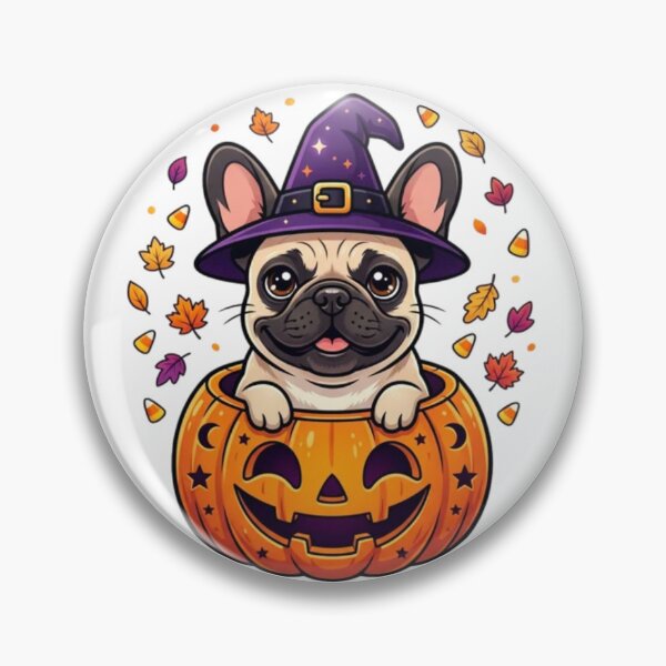 Item preview, Cute Halloween French Bulldog Witch Puppy in Pumpkin Jack O Lantern Graphic designed and sold by VibranPalette.