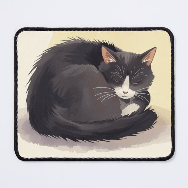 Item preview, Cozy Sleeping Tuxedo Cat Sunbeam Illustration Gift designed and sold by Paw-Soul.