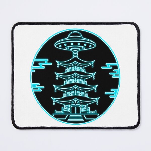 Item preview, Ancient Contact Pagoda – Neon Edition | Japanese UFO Monogram Vector Art designed and sold by Handcan.