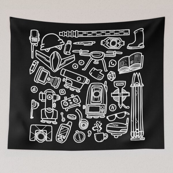 Item preview, SURVEYING HAND DRAWN DOODLE PATTERN (white) designed and sold by AZMTH.