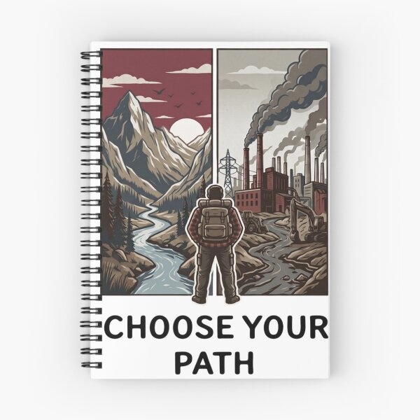 Item preview, Choose Your Path Wilderness vs Industry — Environmental Conservation Activism Art Print designed and sold by MālamaThreads.