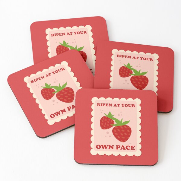 Item preview, Ripen at your own pace - Strawberry Fruit Quotes Graphic Art designed and sold by eriscreates.