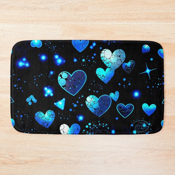 Item preview, Blue Neon Hearts Pattern – Glowing Romantic Digital Art for Apparel & Home Decor designed and sold by IMuDesigner.