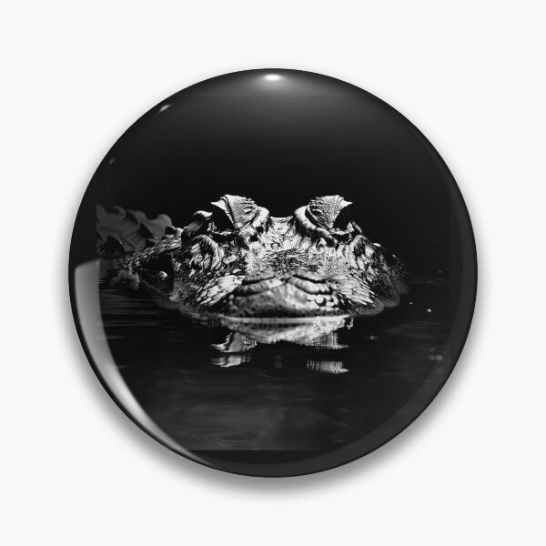 Item preview, Alligator Eyes Emerging from Dark Water – Black and White Wildlife Art designed and sold by inkoutninja.