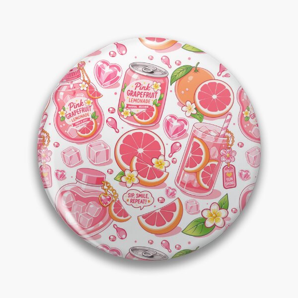 Item preview, Kawaii Pink Grapefruit Drink Seamless  designed and sold by KJackArtwork.