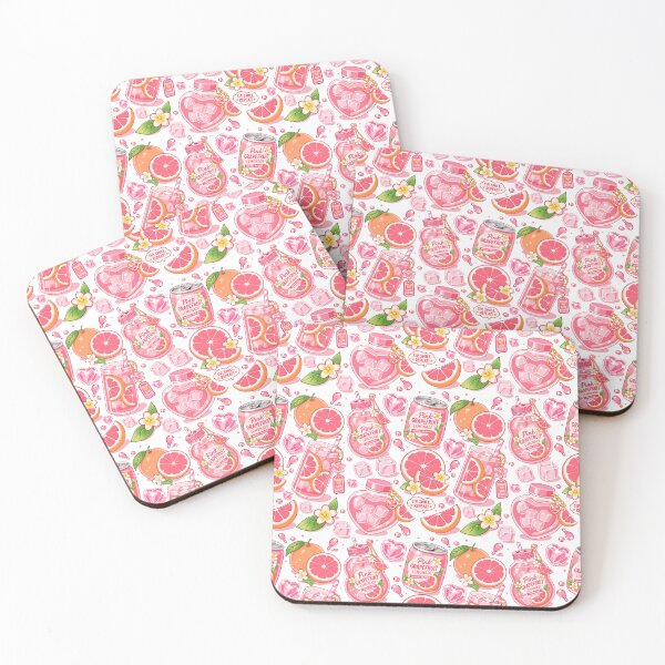 Item preview, Kawaii Pink Grapefruit Drink Seamless  designed and sold by KJackArtwork.