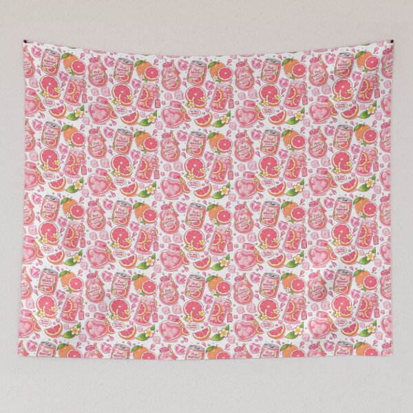 Item preview, Kawaii Pink Grapefruit Drink Seamless  designed and sold by KJackArtwork.